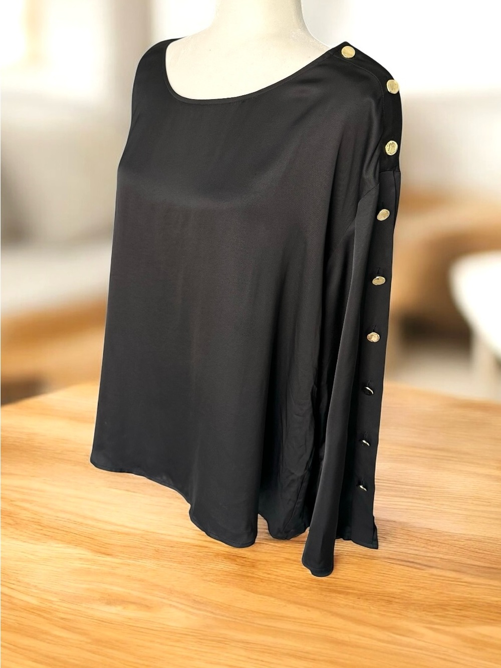 Sezane Black Top Long Sleeve Blouse